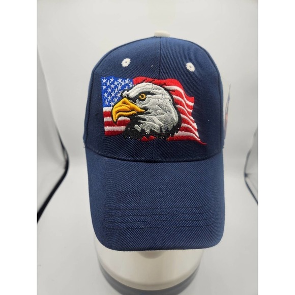 USA Bald Eagle American Flag Hat Adjustable Blue Men's NWT - Picture 1 of 7